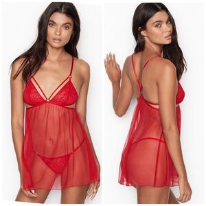 Victoria's Secret Red Snake Lace Babydoll